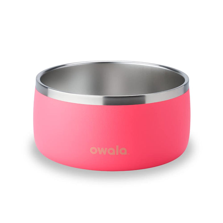 Owala Pet Bowl - Durable Stainless Steel, Food and Water Bowl for Dogs, Cats, and All Pets, Non-Slip Base, 48oz, Pink (Hyper Flamingo)