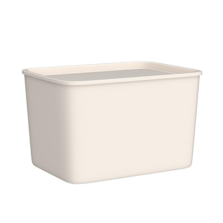 IRIS USA Plastic Modular Basket Bin & Lid, Combo (S/M/L), Stackable Lidded Storage Organizer Bins for-Kitchen-Bathroom and Bedroom, Off White Snap-on Lid