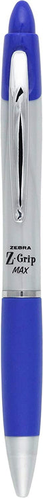 Z-Grip MAX Retractable Ballpoint Pen, Medium Point, 1.0mm, Silver Barrel, Blue Ink, 12 Pack