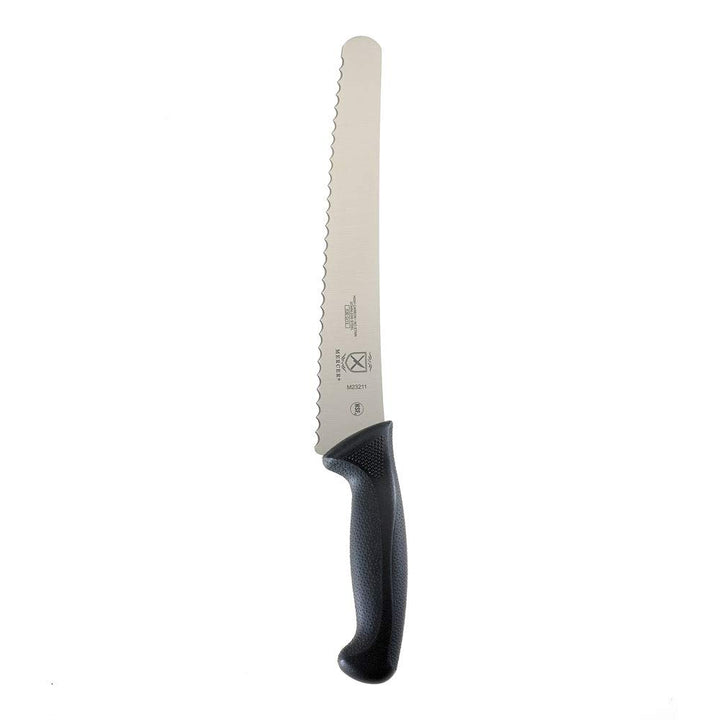 Mercer Culinary M23211 Millennia Black Handle, 10-Inch Left Handed Wavy Edge Wide, Bread Knife 10" Left Handed Wide Bread Knife