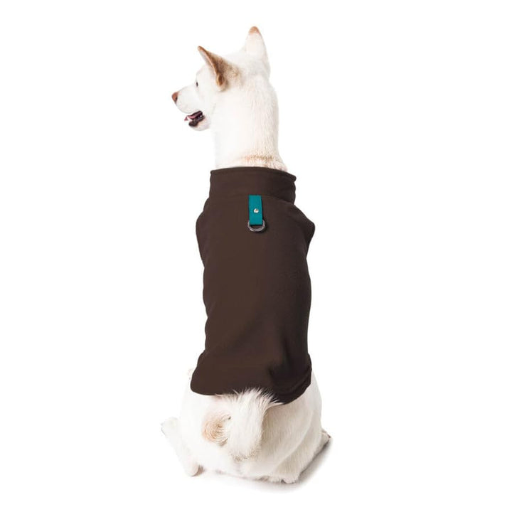 Gooby Fleece Vest Dog Sweater - Brown-Turquoise, X-Small - Warm Pullover Fleece Dog Jacket with O-Ring Leash - Winter Small Dog Sweater Coat - Cold Weather Dog Clothes for Small Dogs Boy or Girl