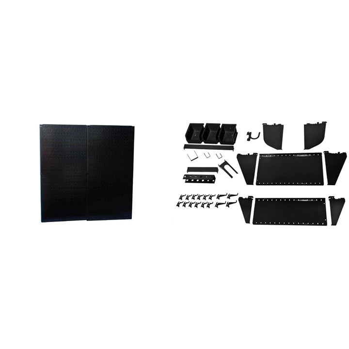 Wall Control Metal Pegboard and Tool Board Accessory Kit Black Pegboard + Accessory Kit, Black