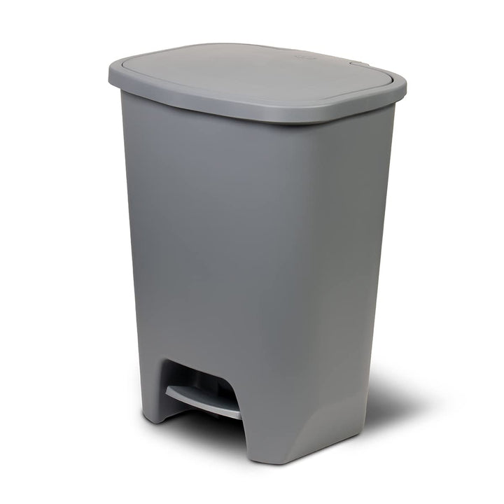 Glad 13 Gallon Trash Can | Plastic Kitchen Waste Bin with Odor Protection of Lid | Hands Free with Step On Foot Pedal and Garbage Bag Rings, 13 Gallon, White