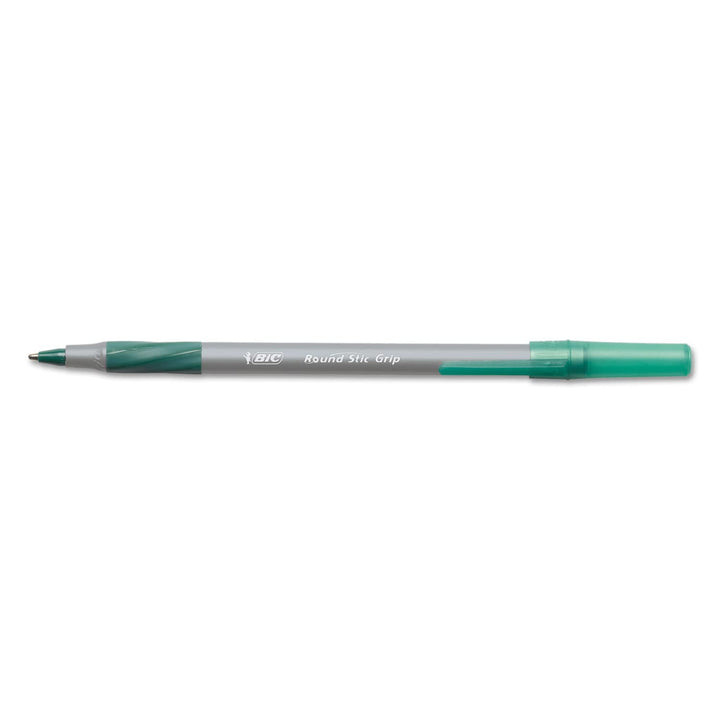 BIC GSMG11-GREEN Round Stic Grip Xtra Comfort Ball Pen, Medium Point (1.2mm), Green, 12-Count