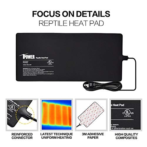 iPower Reptile Heat Pad 4W/8W/16W/24W Under Tank Terrarium Warmer Heating Mat and Digital Thermostat Controller for Turtles Lizards Frogs and Other Small Animals, Multi Sizes