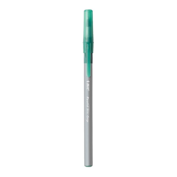 BIC GSMG11-GREEN Round Stic Grip Xtra Comfort Ball Pen, Medium Point (1.2mm), Green, 12-Count