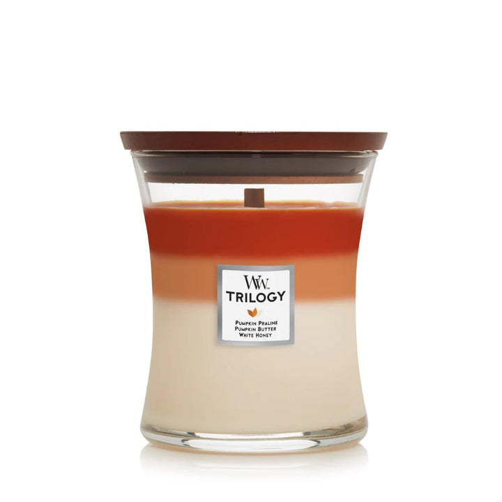 WoodWick Medium Hourglass Candle, Pumpkin Gourmand - Premium Soy Blend Wax, Pluswick Innovation Wood Wick, Made in USA