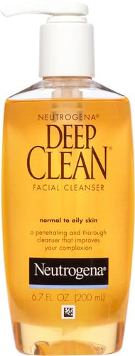 Neutrogena Deep Clean Daily Facial Cleanser with Beta Hydroxy Acid for Normal to Oily Skin, Alcohol-Free, Oil-Free & Non-Comedogenic, 6.7 fl. oz Unscented 6.7 Fl Oz (Pack of 1)