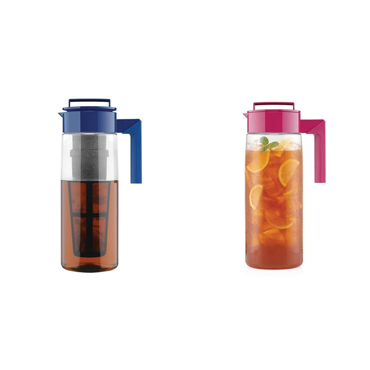 Takeya 2 Qt Blueberry Flash Chill Iced Tea Maker and 2 Qt Raspberry Airtight Pitcher Bundle