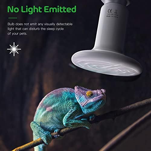 Simple Deluxe 150W 2 Pack Ceramic Heat Emitter, Non-Light Emitting Heat Lamp for Amphibian Pet Terrariums, Chameleons, Lizards, Snakes, and Incubating Chickens White 150W (D-85mm)