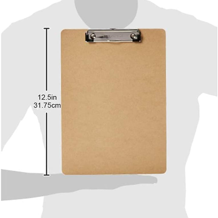 Basics Hardboard Office Clipboard, 12-Pack, Brown