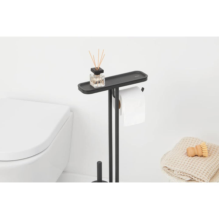 Brabantia MindSet Toilet Butler (Mineral Infinite Gray) Bathroom Toilet Stand with Shelf, Toilet Roll Holder & Toilet Brush, Non-slip Toilet Organizer Toilet Butler Stand Mineral Infinite Grey