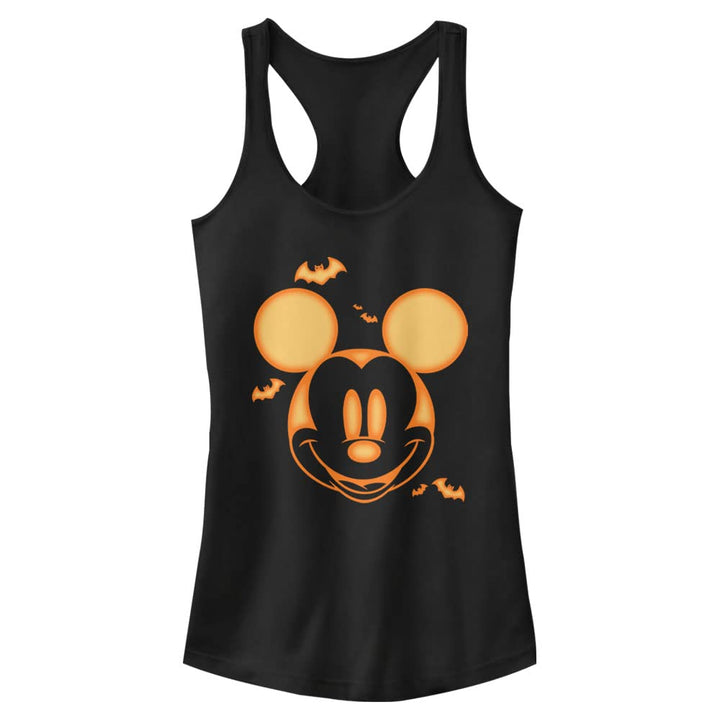 Disney Women's Friends Halloween Mickey Carving Juniors Racerback Tank Large Black