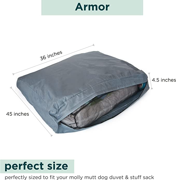 Molly Mutt Water-Resistant Dog Bed Liner, Polyester Bed Liner for Dogs, Easy to Clean, Gray, Medium/Large, 27”x36”x4.75” 36.0"L x 27.0"W x 4.8"Th New Version