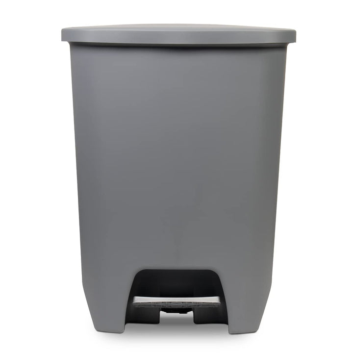 Glad 13 Gallon Trash Can | Plastic Kitchen Waste Bin with Odor Protection of Lid | Hands Free with Step On Foot Pedal and Garbage Bag Rings, 13 Gallon, White