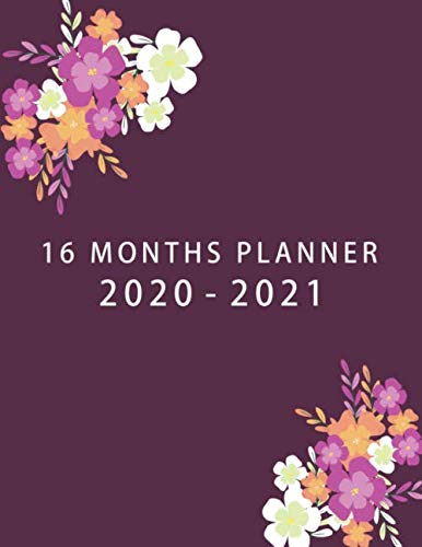 16 Months Planner 2020-2021: Monthly Planner Calendar Business Planners September 2020 to December 2021 16 Months With Holidays Flower Dark Pink Cover Design