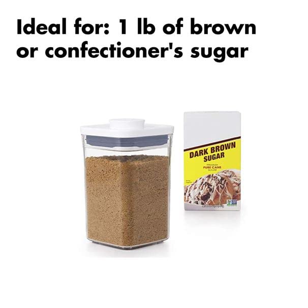 OXO Good Grips POP Container - Airtight Food Storage - Small Square Short 1.1 Qt Ideal for 1 lb of brown sugar or confectioner's sugar 1.1 Qt - Square - Brown Sugar