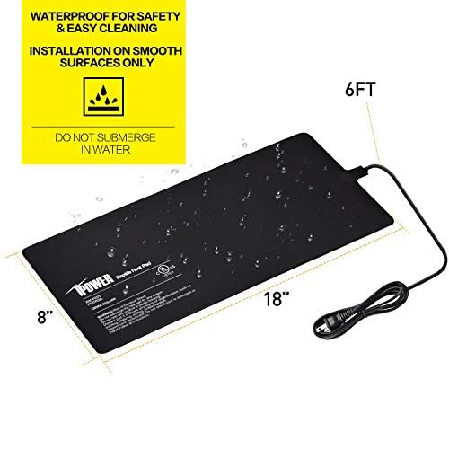 iPower Reptile Heat Pad 4W/8W/16W/24W Under Tank Terrarium Warmer Heating Mat and Digital Thermostat Controller for Turtles Lizards Frogs and Other Small Animals, Multi Sizes