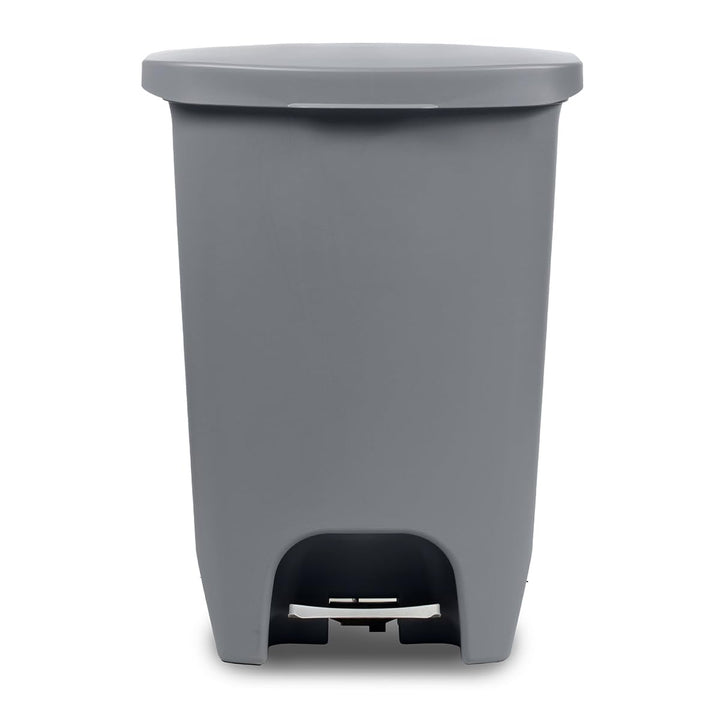 Glad 13 Gallon Trash Can | Plastic Kitchen Waste Bin with Odor Protection of Lid | Hands Free with Step On Foot Pedal and Garbage Bag Rings, 13 Gallon, White