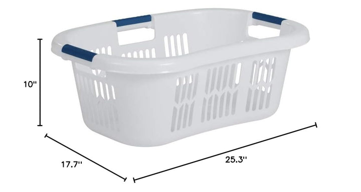 Rubbermaid Large Hip-Hugger Laundry Basket/Hamper, 1.5-Bushel, White, Stackable Storage Bin/Organizer for Bathroom/Bedroom/Dorm/Home 1.5 Bushel Large Hip Hug Basket