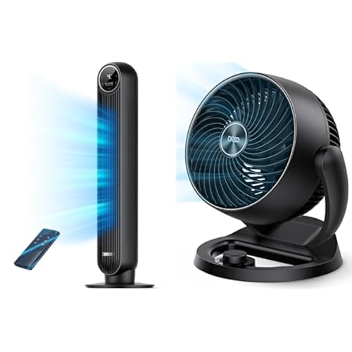 Dreo Tower Fan for Bedroom, 25ft/s Velocity Quiet Floor Fan, 90° Oscillating Fans for Indoors with 4 Speeds, 4 Modes, 8H Timer, Bladeless Fan, Standing Fans, Grey, Nomad One (DR-HTF007)