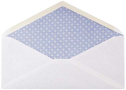 Basics #10 Security Tinted Business Gummed Envelopes, Moisture Sealed, 4-1/8 x 9-1/2 Inch, Pack of 500, One Size, White