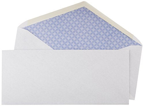 Basics #10 Security Tinted Business Gummed Envelopes, Moisture Sealed, 4-1/8 x 9-1/2 Inch, Pack of 500, One Size, White