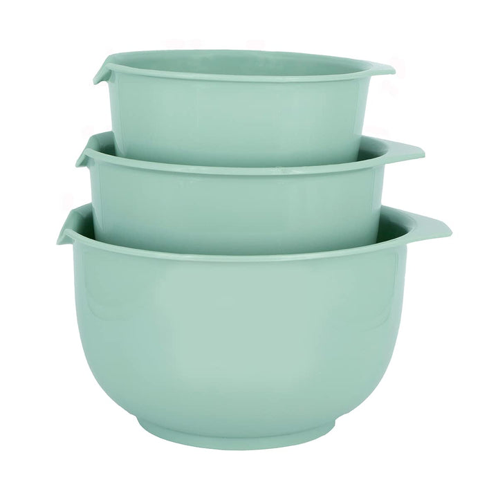 GLAD Mixing Bowls with Pour Spout, Set of 3 | Nesting Design Saves Space | Non-Slip, BPA Free, Dishwasher Safe Plastic | Kitchen Cooking and Baking Supplies, Sage Green