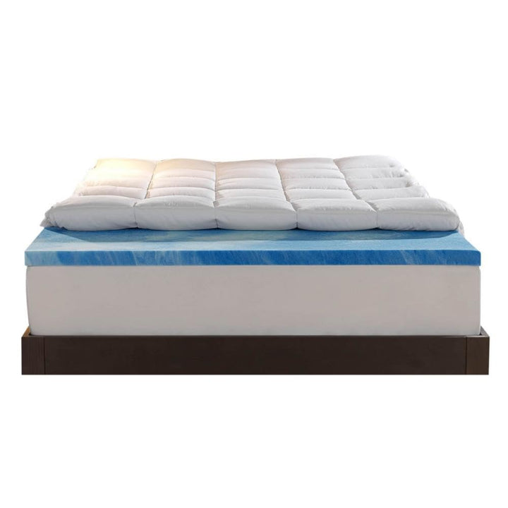 Sleep Innovations Cooling Comfort Gel Memory Foam Dual Layer Mattress Topper, 4 Inch, King Size, Pillow Top Cover