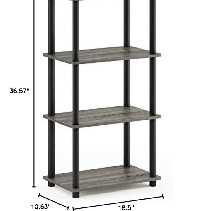 Furinno Turn-N-Tube 5-Tier Multipurpose Shelf / Display Rack / Storage Shelf / Bookshelf, Classic Tubes, Sonoma Oak/White 5-Tier Classic Tube