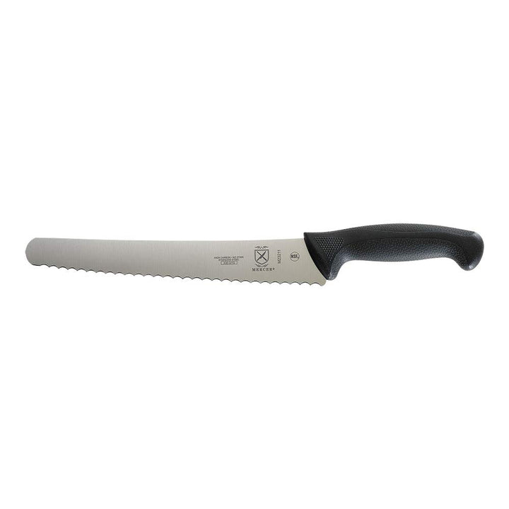 Mercer Culinary M23211 Millennia Black Handle, 10-Inch Left Handed Wavy Edge Wide, Bread Knife 10" Left Handed Wide Bread Knife