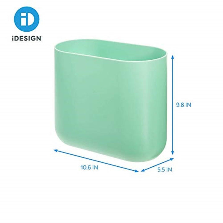 iDesign Cade Oval Slim Trash, Compact Waste Basket Garbage Can for Bathroom, Bedroom, Home Office, Dorm, College-Matte Soft Aqua Pack of 1