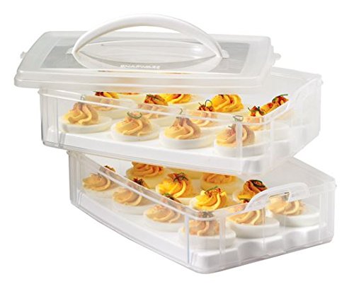 Snapware Snap 'N Stack Portable Storage Carrier with Lid for Eggs, BPA-Free Egg Holders, Dessert Carrier with Stackable Trays, Microwave, Freezer and Dishwasher Safe(Clear) Egg Holder