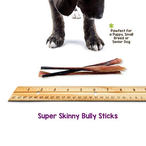 Nature Gnaws Super Skinny Bully Sticks for Small Dogs - Premium Natural Beef Dental Bones - Tasty Thin Dog Chew Treats for Toy Breeds & Puppies - Rawhide Free 15 Count (Pack of 1)