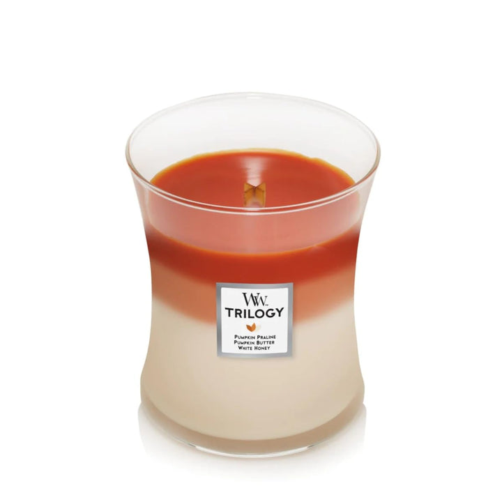 WoodWick Medium Hourglass Candle, Pumpkin Gourmand - Premium Soy Blend Wax, Pluswick Innovation Wood Wick, Made in USA