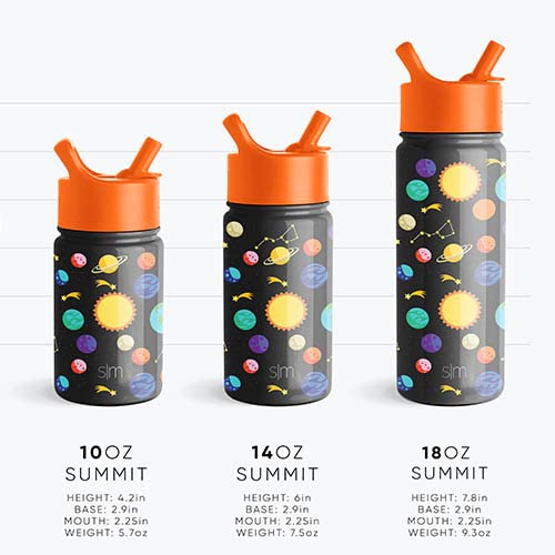 Simple Modern Kids Water Bottle with Straw Lid | Insulated Stainless Steel Reusable Tumbler for Toddlers, Girls | Summit Collection | 14oz, Confetti -Confetti