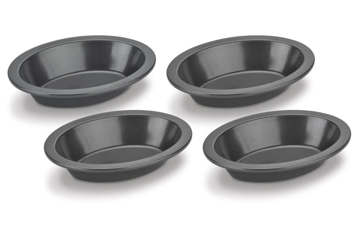 Cuisinart 4 Piece Oval Pie Dish Set Mini-Metal-Bakeware, Steel Alloy