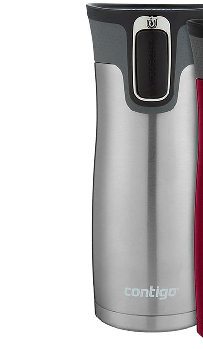 Contigo West Loop Stainless Steel Vacuum-Insulated Travel Mug with Spill-Proof Lid, Keeps Drinks Hot up to 5 Hours and Cold up to 12 Hours, 16oz 2-Pack, Very Berry & Steel