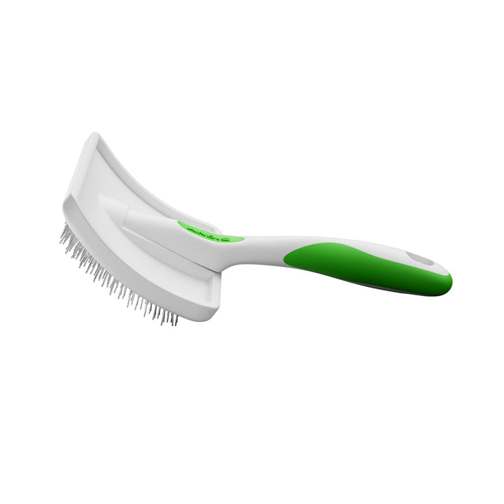 Andis 68540 Self-Cleaning Animal Slicker Brushes with Curved Stainless-Steel Bristles for All Breeds - Reduces Shedding by Up to 90%, Removes Tangles, Dirt & Loose Hair  Large, Green