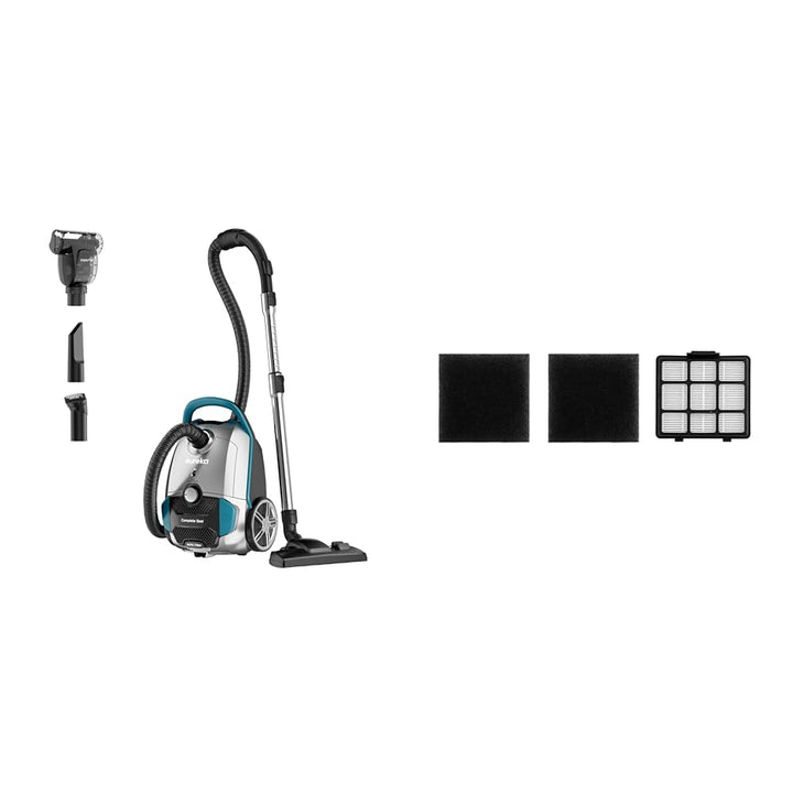 Bundle of Eureka Canister Vacuum NEN170 with hepa Filter and 4 Bags + NEN170 Specialized Replacement Dust bags*10 4 Bags + NEN170 Dust Bags Silver With Green