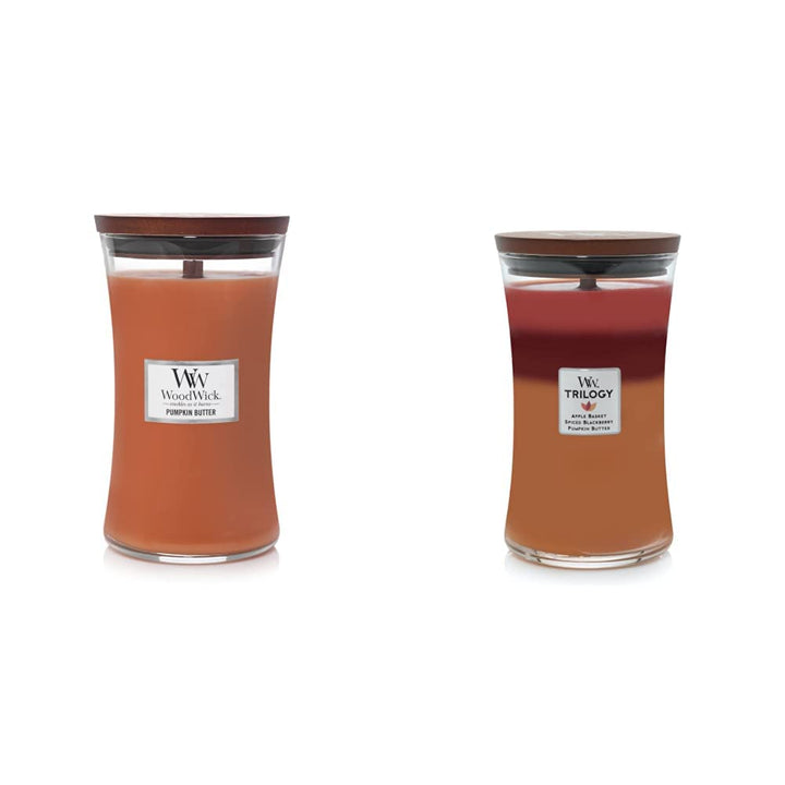 WoodWick Hourglass Candles - Pumpkin Butter and Autumn Harvest Trilogy