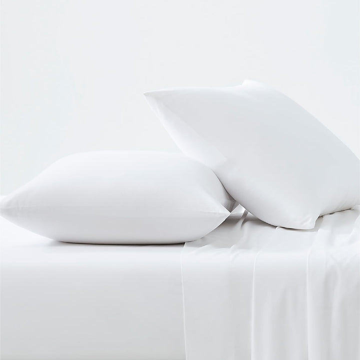 Linen Closet Luxury Cotton 144 Thread Count Organic Cotton King Pillowcases, Set of 2, Arctic White