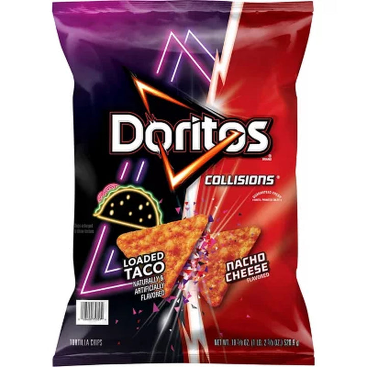 Doritos Collisions Nacho Cheese & Loaded Taco Tortilla Chips, 18.375 Oz.