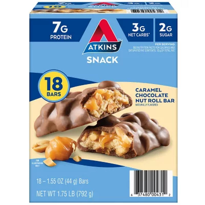 Atkins Caramel Chocolate Nut Roll Snack Bar 18 Ct.