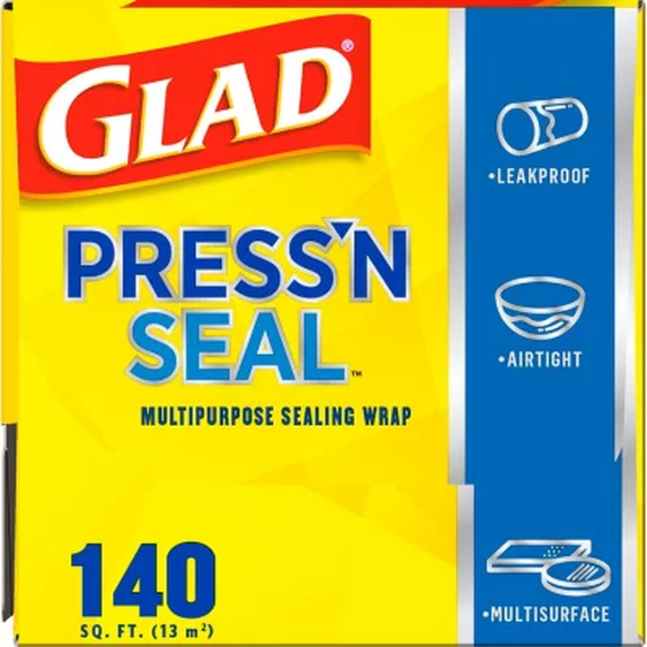 Glad Press'N Seal Plastic Food Wrap 140 Sq. Ft./Roll, 2 Rolls