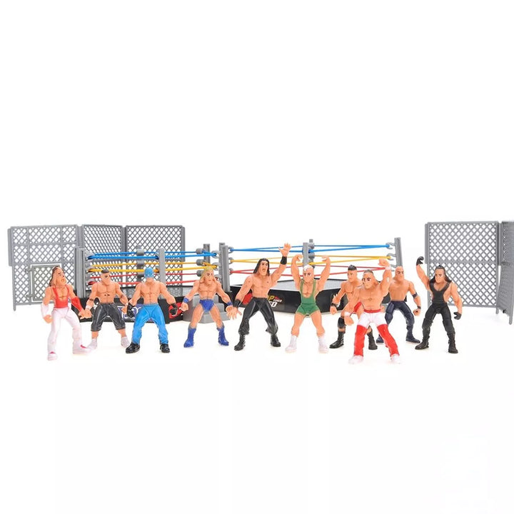 Insten 39 Piece Wrestler Action Figures Toy, Cage Set and Stage Ring with 12 Wrestlers and Props