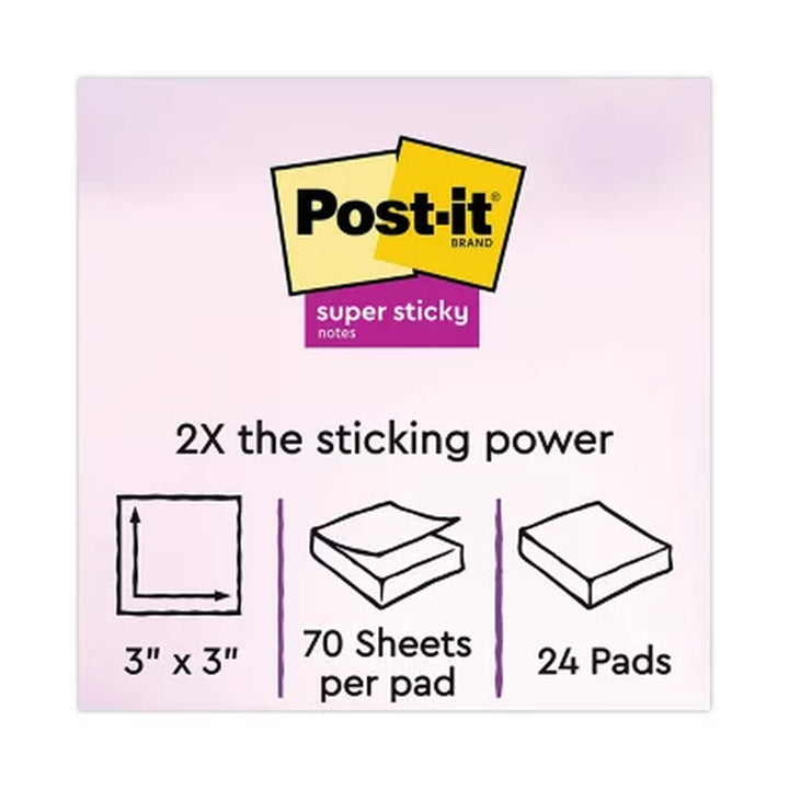Post-It Notes Super Sticky Pads in Marrakesh Colors, 3 X 3, 70-Sheet, 24/Pack