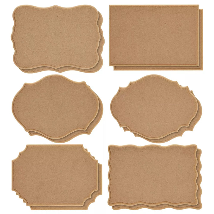 12-Pack Unfinished Wooden Plaque Sign for Décor, 2 Each of 6 Designs, 7.2 X 5"