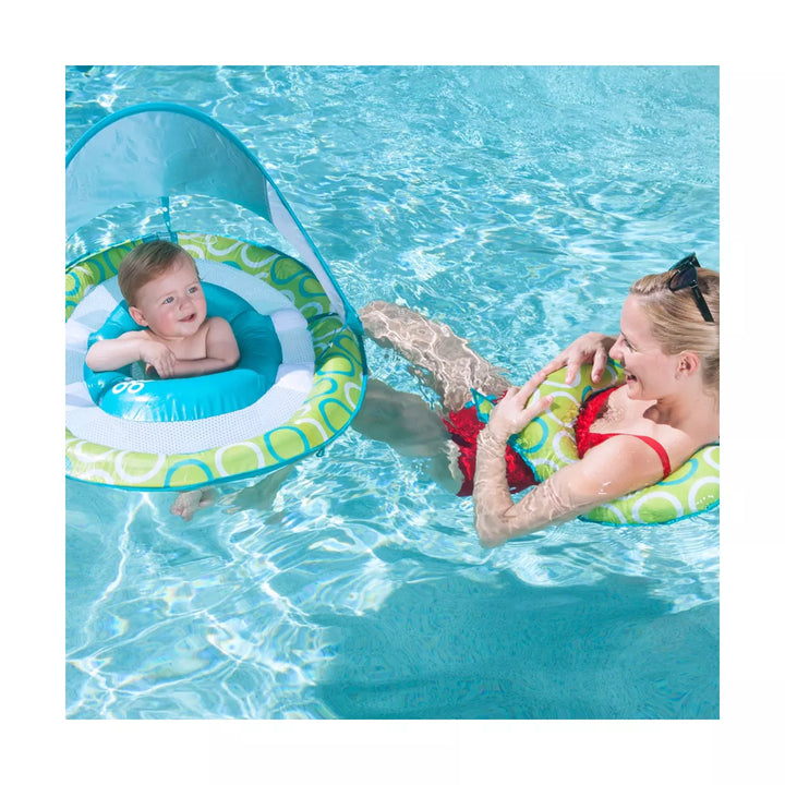 Swimways Mommy and Me Baby 9 to 24 Months Spring Pool Float W/ Canopy, Mesh Bed, & Removable Float Ring for Parents (2 Pack)