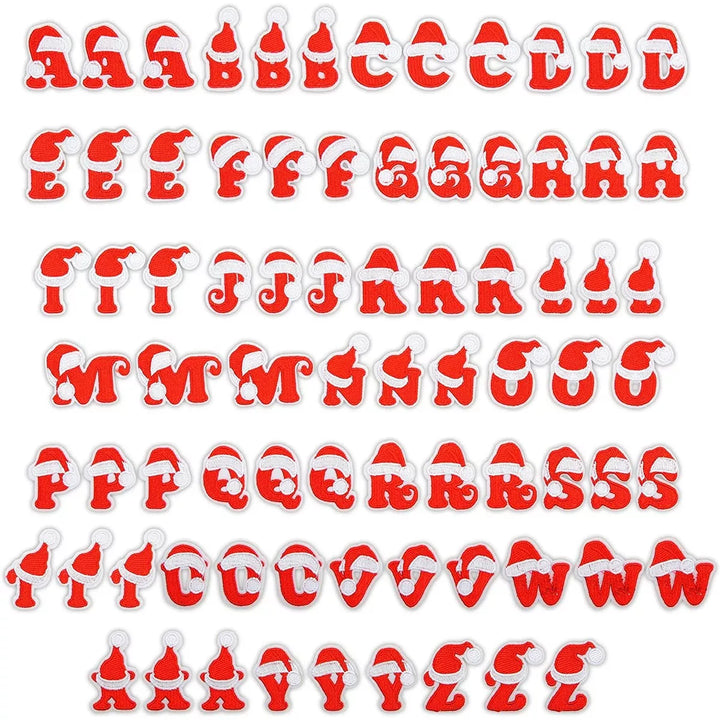 Bright Creations 78-Pack Christmas Hat Alphabet Iron on Patches, 3 Sets Red Letters (1.5 In)